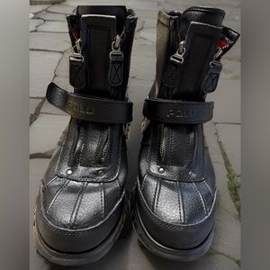 Vintage RARE Polo Ralph Lauren Conquest Hi II Leather boots Black Men’s 8.5” D
